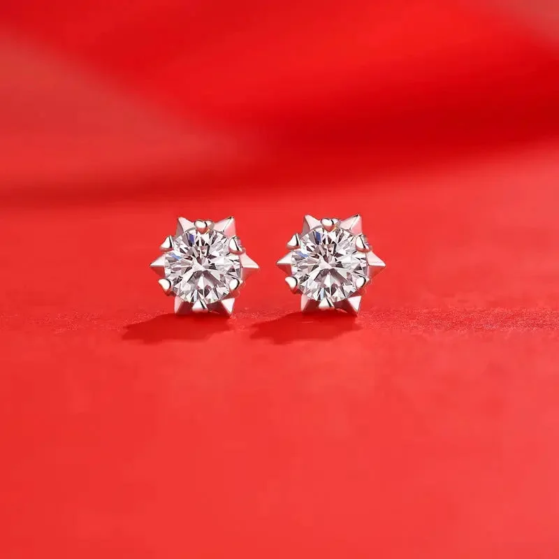 Stud Earrings for Concert Look -LOVCIA Girl Moissanite CZ Snowflake 925 Sterling Silver Stud Earrings