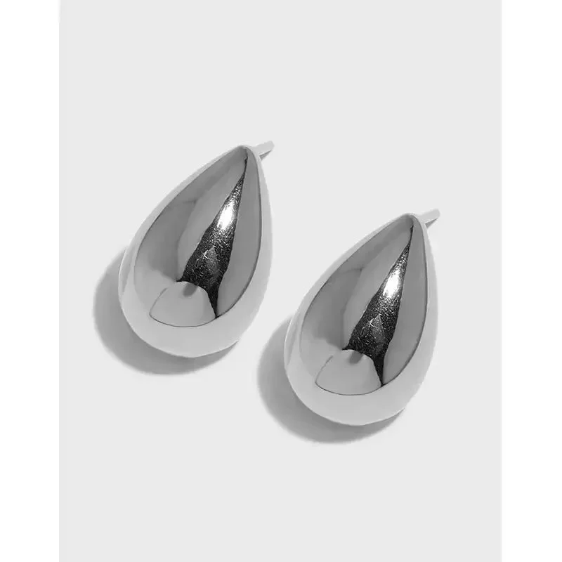 Stud Earrings with Etching -LOVCIA Holiday Simple Waterdrop 925 Sterling Silver Stud Earrings