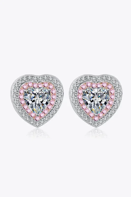 Floral Stud Earrings with Petals -LOVCIA Moissanite Heart-Shaped Stud Earrings