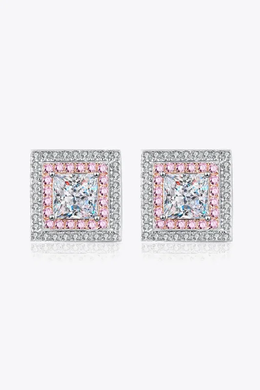 Retro Stud Earrings for Nostalgia -LOVCIA Moissanite Square Stud Earrings