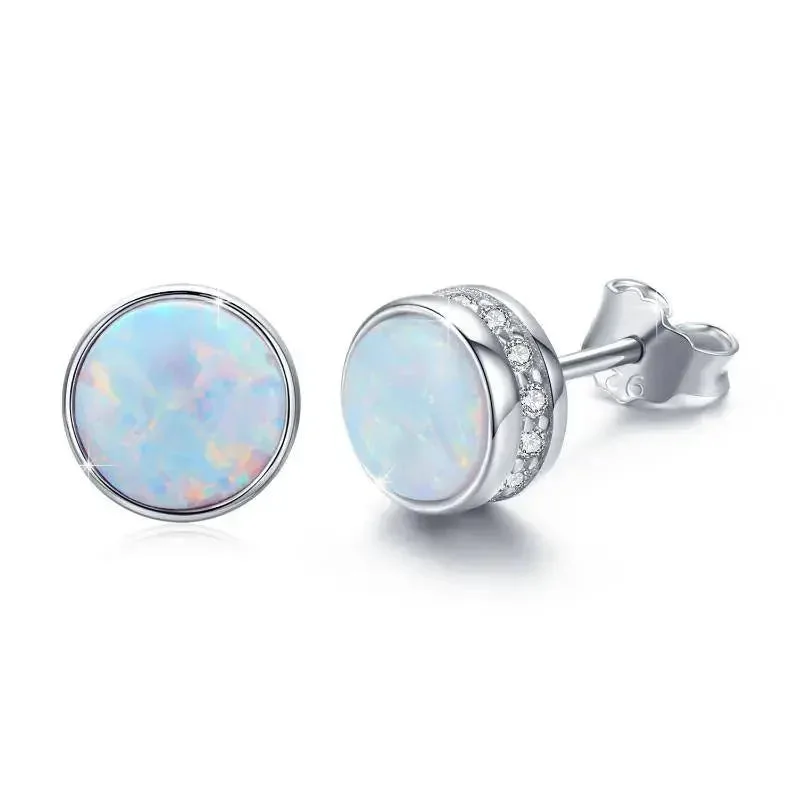 Adjustable Stud Earrings for Custom Fit -LOVCIA Opal Stud Earrings 925 Sterling Silver Earrings Jewelry