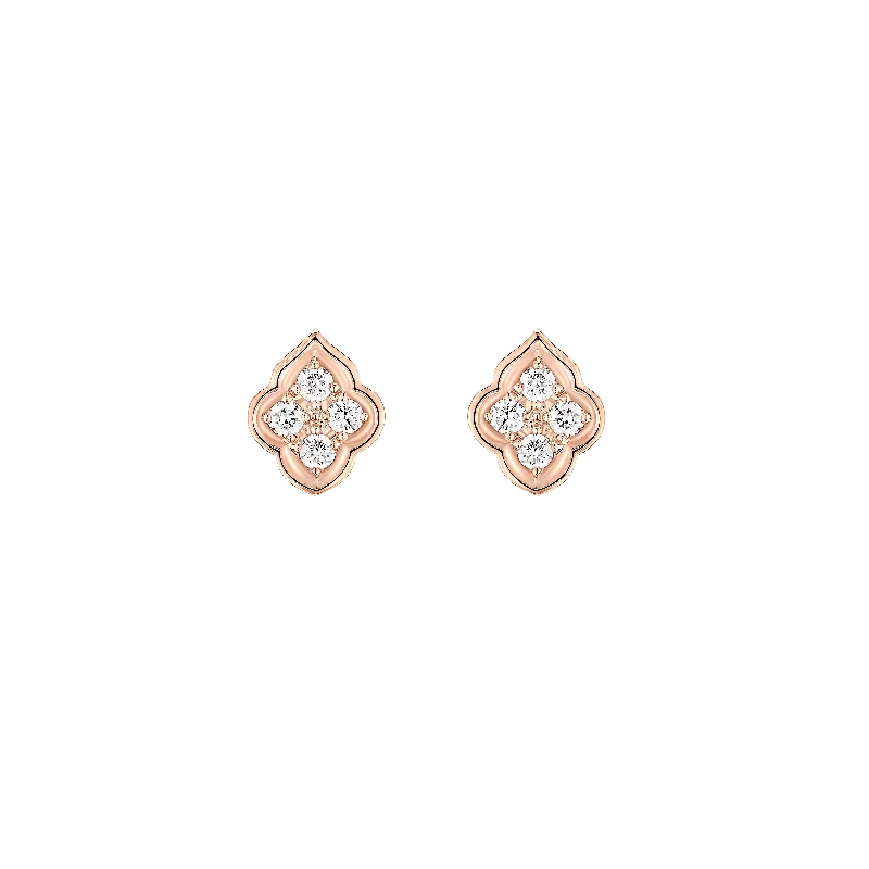 Stud Earrings for Concert Look -Luce - 4 Diamond Rose Gold Stud Earrings