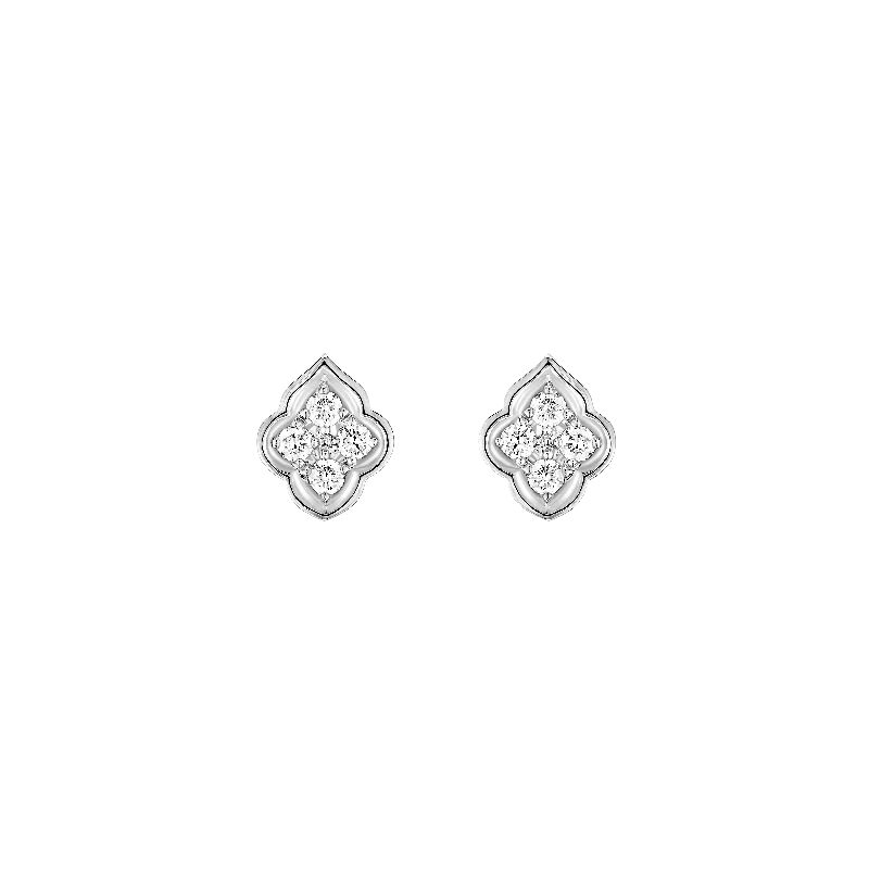 Stud Earrings for Work Attire -Luce - 4 Diamond White Gold Stud Earrings