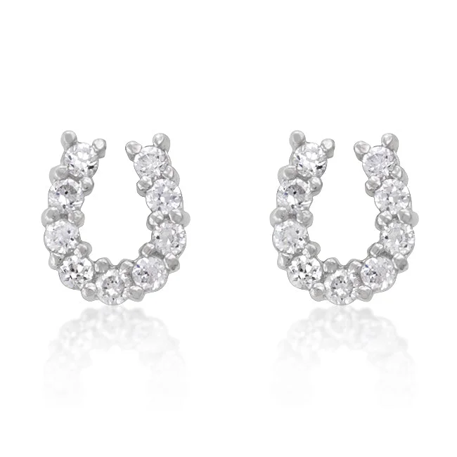 Stud Earrings for School Uniform -LOVCIA Glimmering Horseshoe Stud Earrings