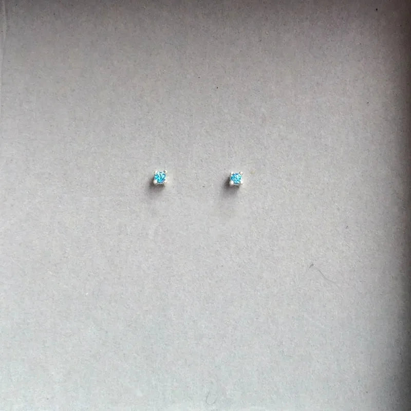 Stud Earrings for Wedding Ceremony -JuliaFashion-Mini Skyblue Topaz Stud Earrings