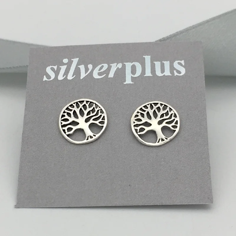 Star Shaped Stud Earrings for Charm -Sterling Silver Mini Tree of Life Stud Earrings