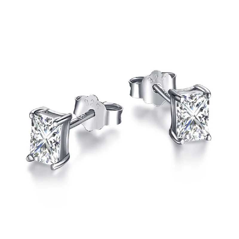 Stud Earrings with Floral Motifs -Mira Radiant Cut Stud Earrings