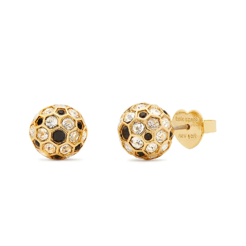 Stud Earrings with Crystals -On The Ball Stud Earrings in Gold