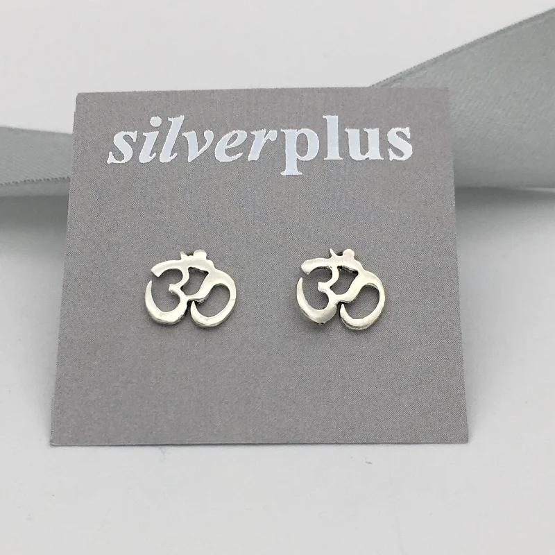 Floral Stud Earrings with Petals -Sterling Silver Open Om Stud Earrings