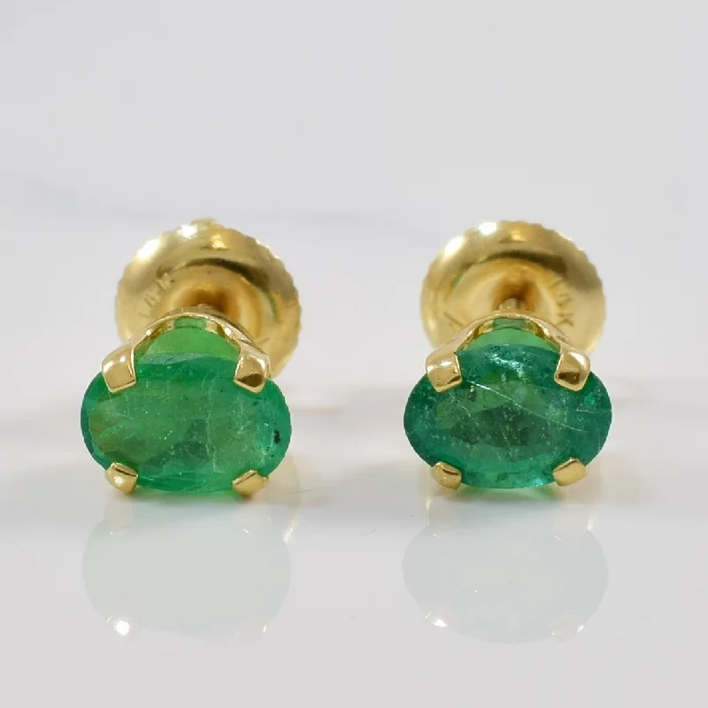 Double Stud Earrings for Impact -Oval Emerald Stud Earrings | 1.20ctw |