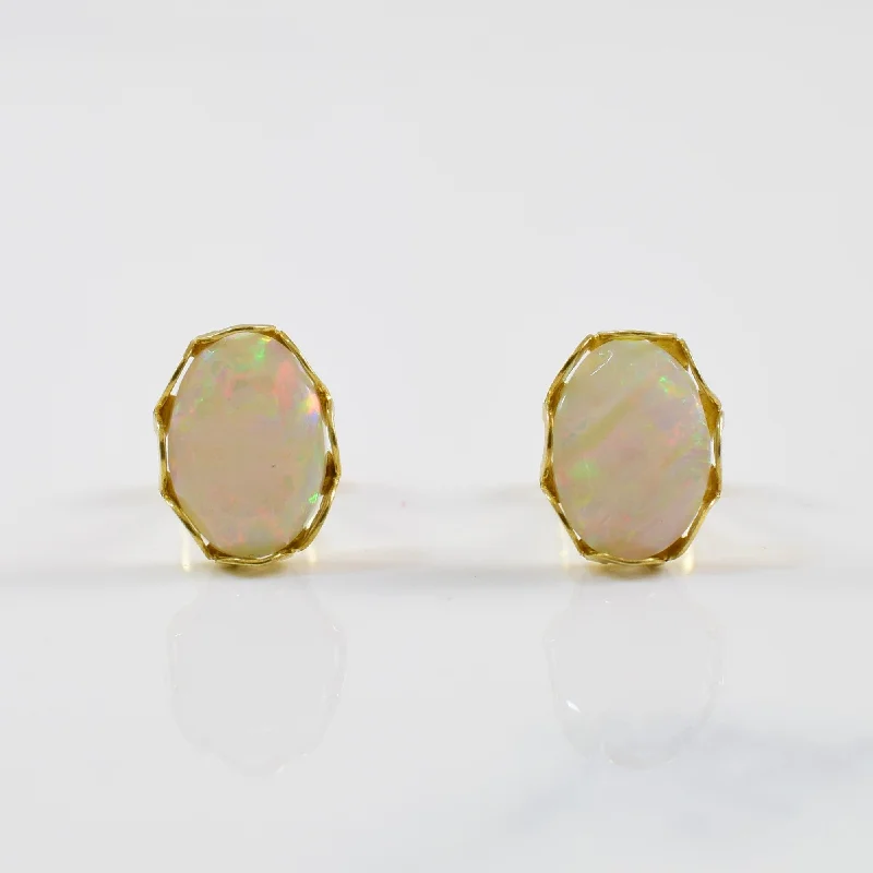 Geometric Stud Earrings for Trend -Oval Opal Stud Earrings | 0.86ctw |