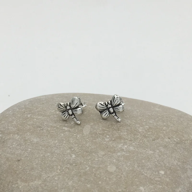 Stud Earrings for Festival Style -Sterling Silver Dragon Fly Stud Earrings