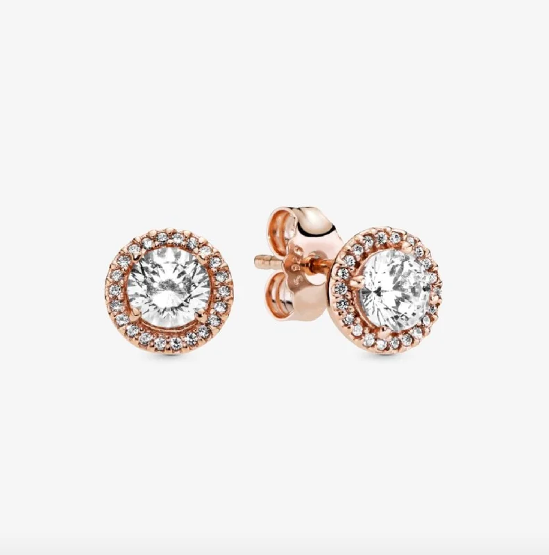 Detachable Stud Earrings with Charms -Round Sparkle Halo Stud Earrings