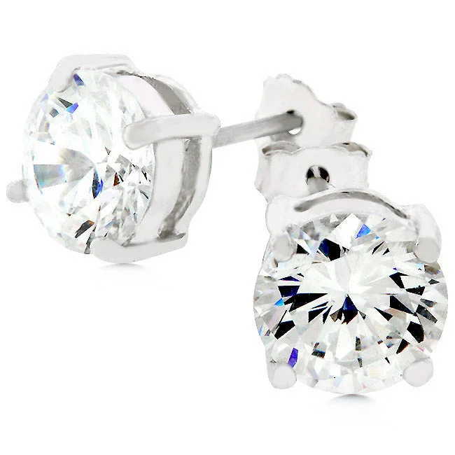 Triangular Stud Earrings for Edge -LOVCIA Elegant Rhodium-Plated Cubic Zirconia Stud Earrings