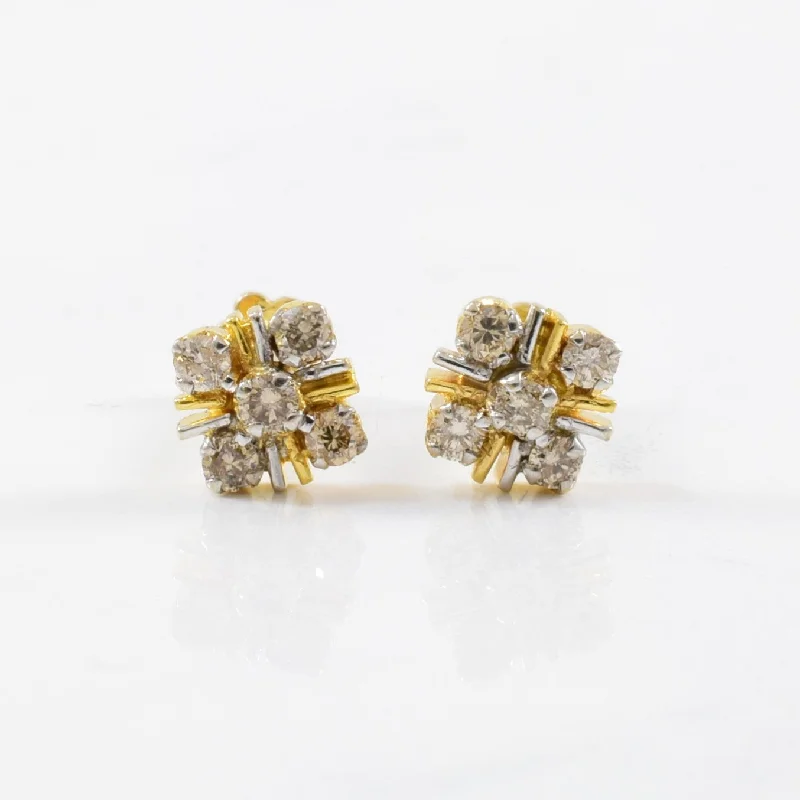 Stud Earrings for Bridesmaids Look -Diamond Screw On Flat Back Stud Earrings | 0.20ctw |