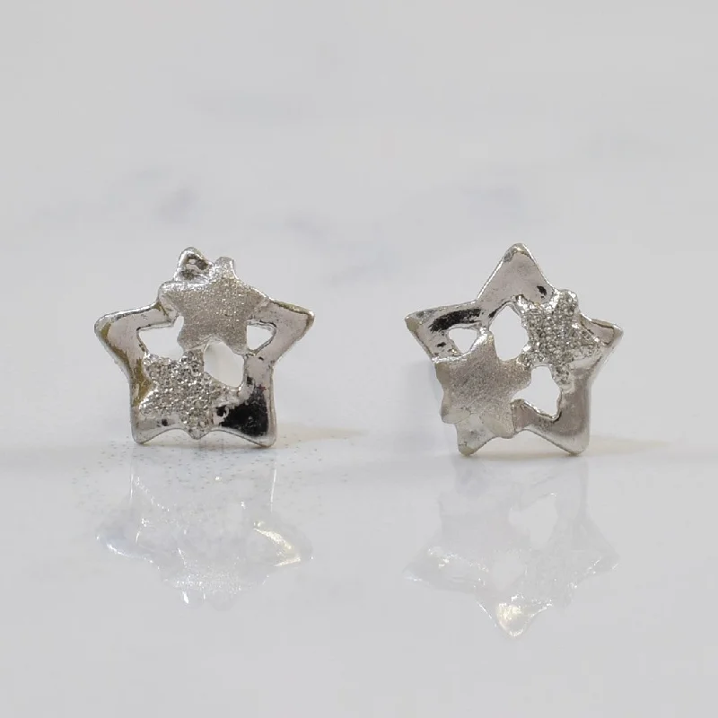 Stud Earrings for Evening Gown -Platinum Star Stud Earrings |