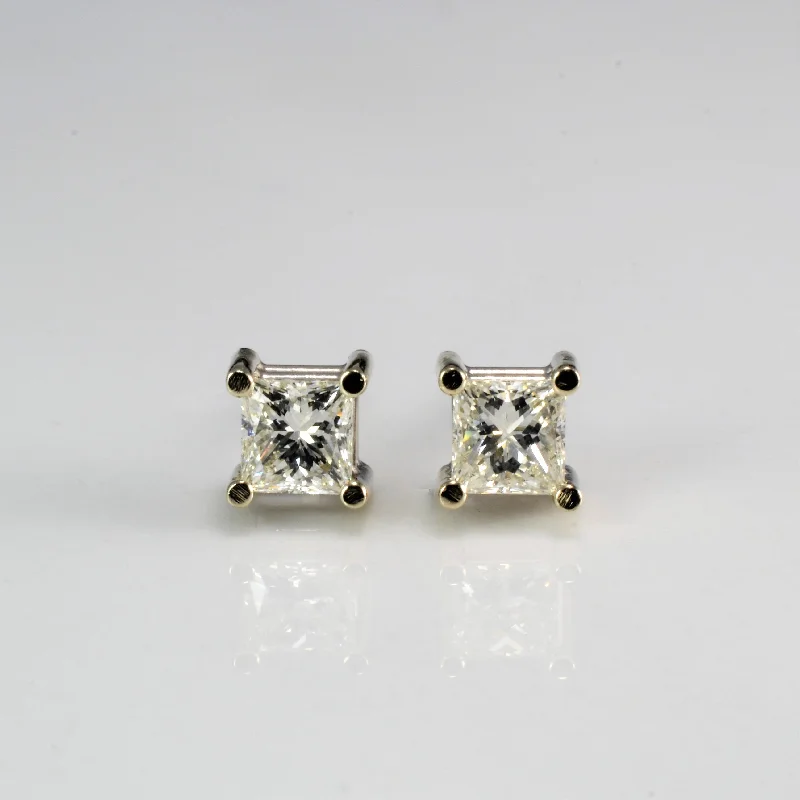 Lightweight Stud Earrings for All Day -Prong Set Princess Diamond Stud Earrings | 0.49 ctw |