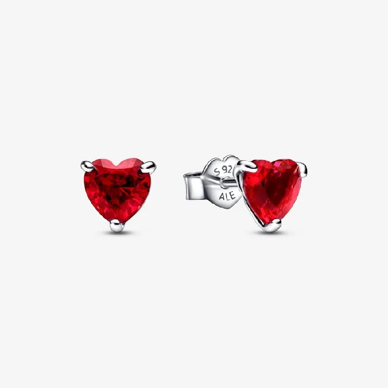 Stud Earrings with Animal Motifs -Red Heart Stud Earrings