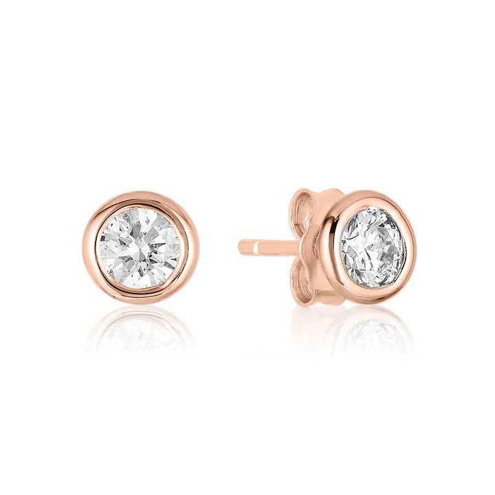 Triple Stud Earrings for Layered -Rose Gold Diamond Stud Earrings