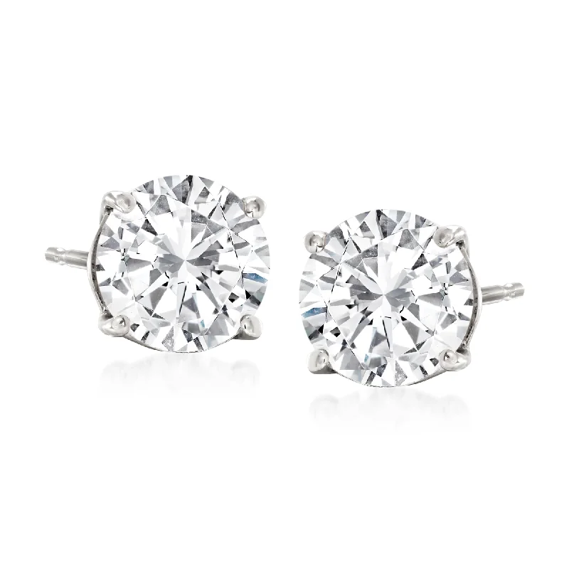 Stud Earrings for Wellness Routine -Ross-Simons Diamond Stud Earrings in 14kt White Gold