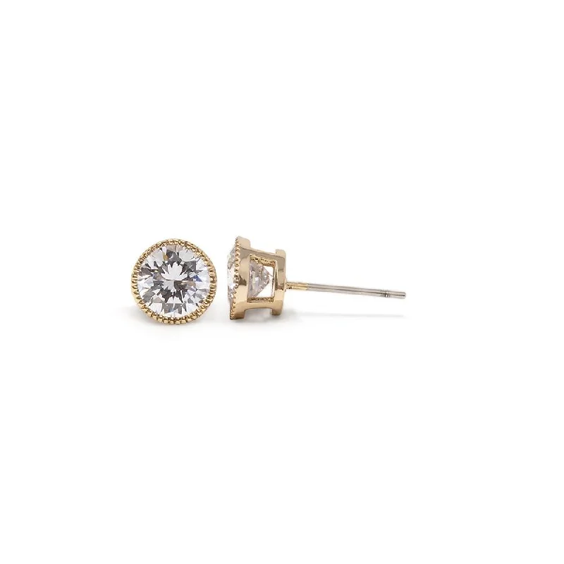 Double Stud Earrings for Impact -Round CZ Stud Earrings Gold Plated