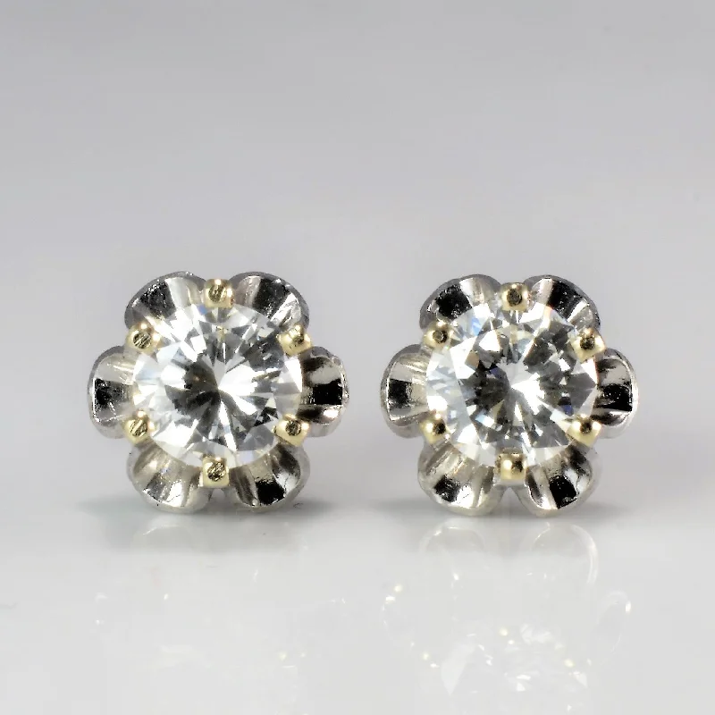 Screw Back Stud Earrings for Security -Six Prong Petal Style Diamond Stud Earrings | 1.25 ctw |