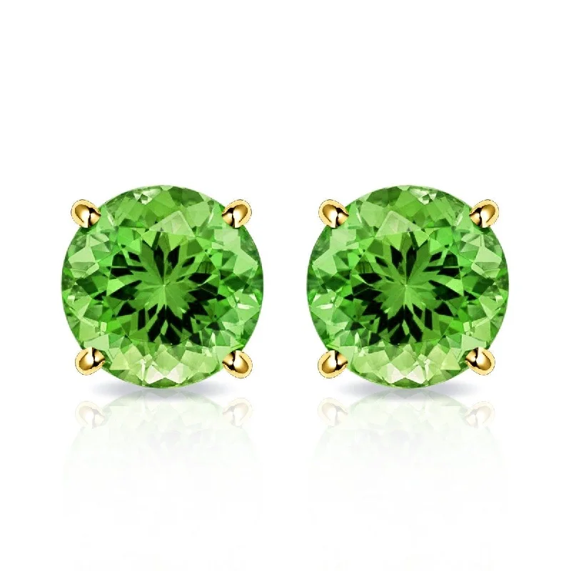 Stud Earrings for Graduation Day -Solid 10K Gold 2.00 CTW Peridot Stud Earrings By MUIBLU Gems