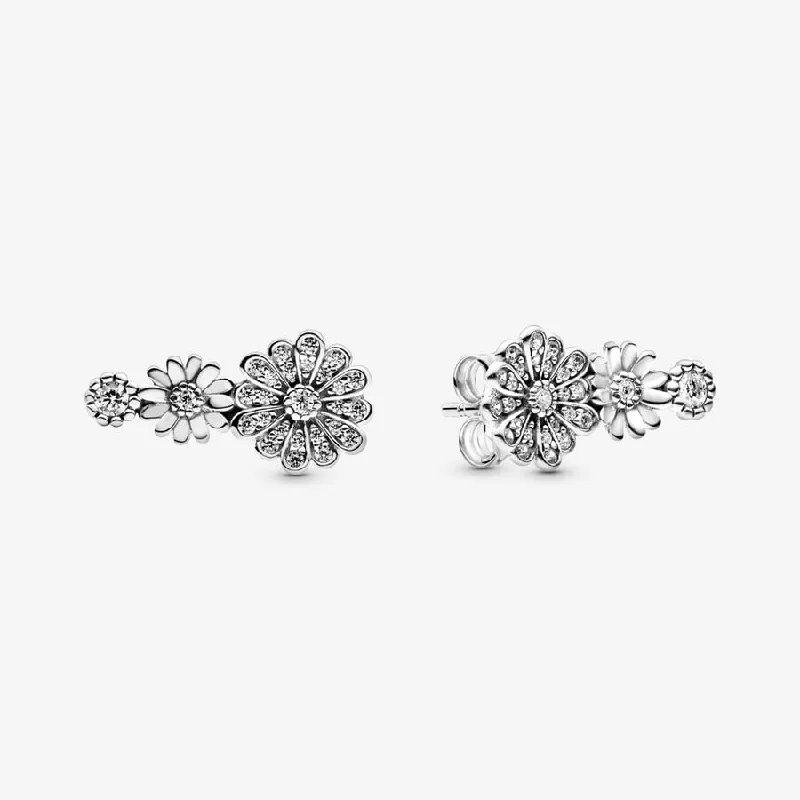 Stud Earrings with Rhinestones -Sparkling Daisy Flower Trio Stud Earrings