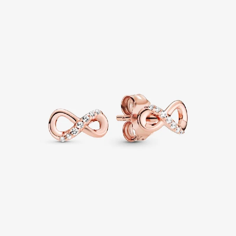 Adjustable Stud Earrings for Custom Fit -Sparkling Infinity Stud Earrings