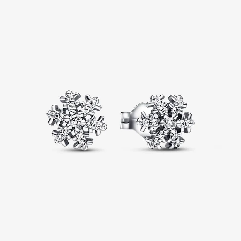 Stud Earrings with Vine Designs -Sparkling Snowflake Stud Earrings