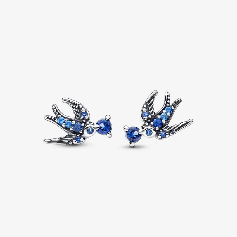 Gothic Stud Earrings with Dark Tone -Sparkling Swallow Stud Earrings