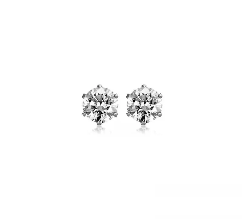 Stud Earrings with Infinity Symbols -Stainless Steel 8MM CZ Round Stud Earrings