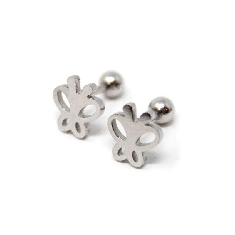 Diamond Stud Earrings for Luxury -Stainless Steel Baby Stud Earrings Little Butterfly