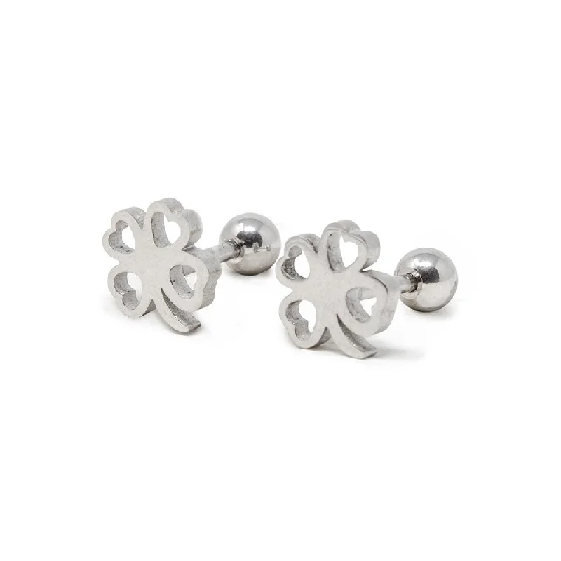 Large Stud Earrings for Statement -Stainless Steel Baby Stud Earrings Shamrock