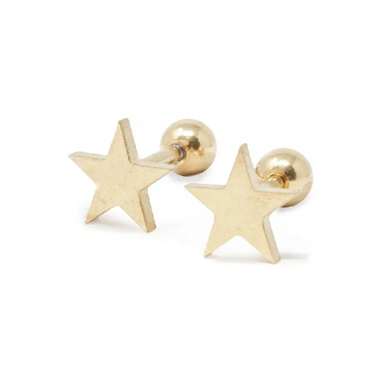 Small Stud Earrings for Delicate -Stainless Steel Baby Stud Earrings Star Gold Plated