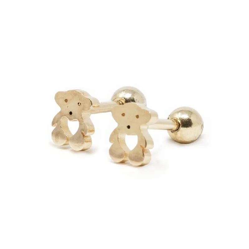 Pearl Stud Earrings for Elegance -Stainless Steel Baby Stud Earrings Tiny Bear Gold Plated