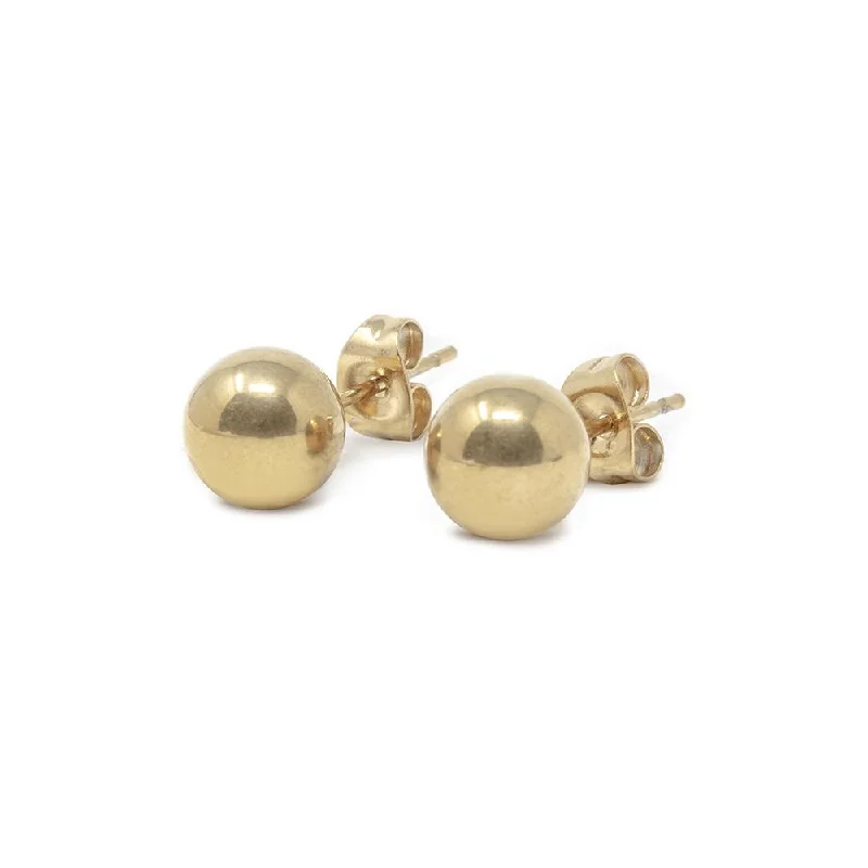 Stud Earrings for Concert Look -Stainless Steel Ball Stud Earrings Gold Plated