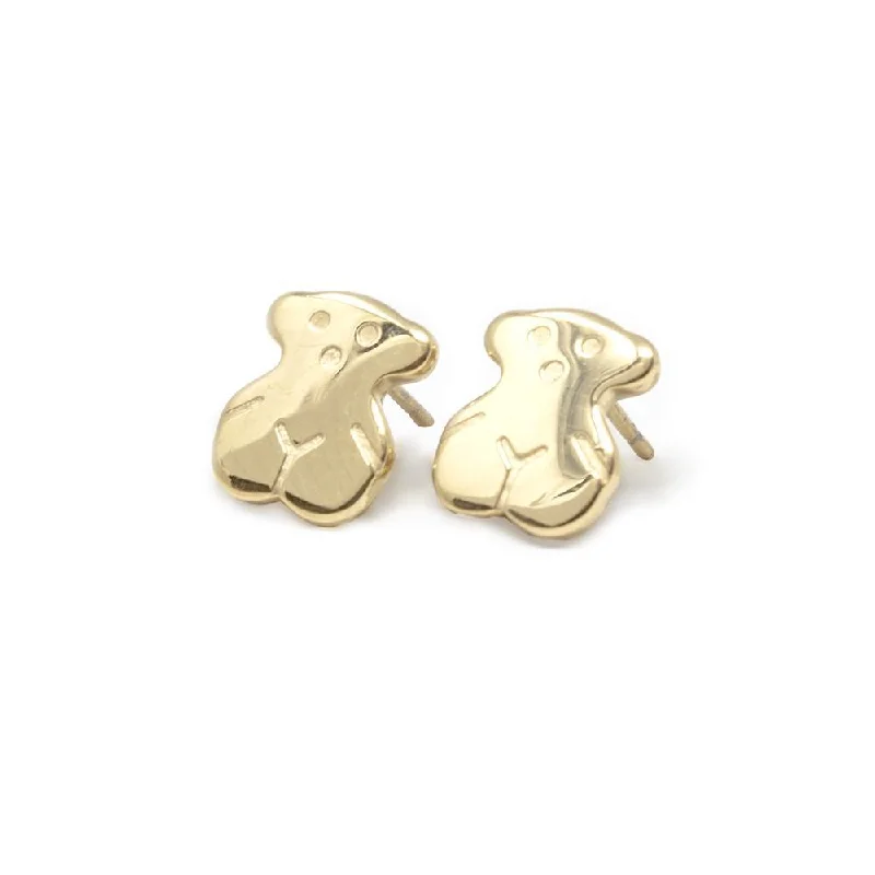 Stud Earrings for Festival Style -Stainless Steel Bear Stud Earrings Gold Plated