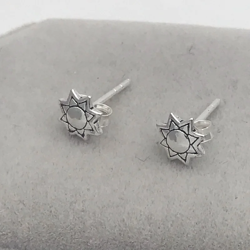 Stud Earrings with Rhinestones -Sterling Silver Stars Stud Earrings