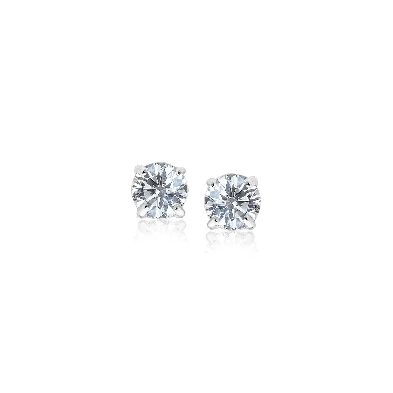 Lead Free Stud Earrings for Health -Sterling Silver 3mm Faceted White Cubic Zirconia Stud Earrings