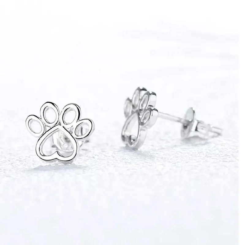 Adjustable Stud Earrings for Custom Fit -Sterling Silver Paw Stud Earrings