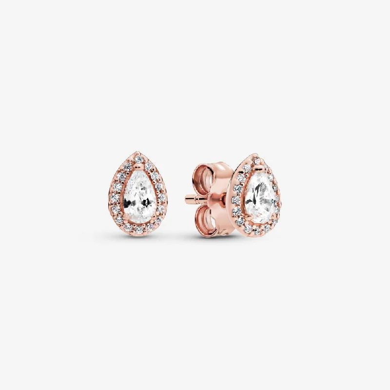 Oval Stud Earrings for Grace -Teardrop Halo Stud Earrings