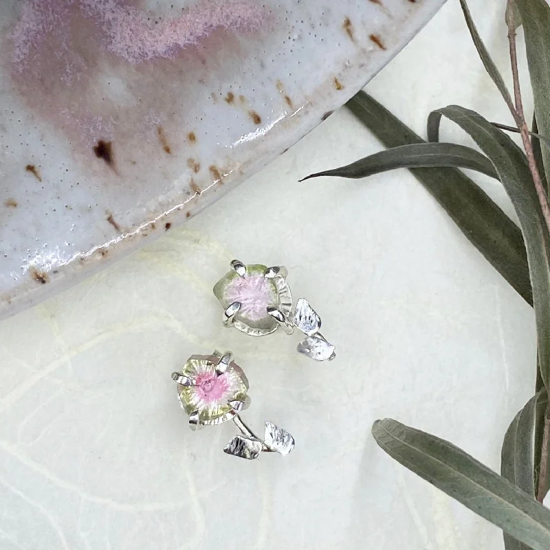 Stud Earrings for Engagement Party -Tourmaline Flower Stud Earrings