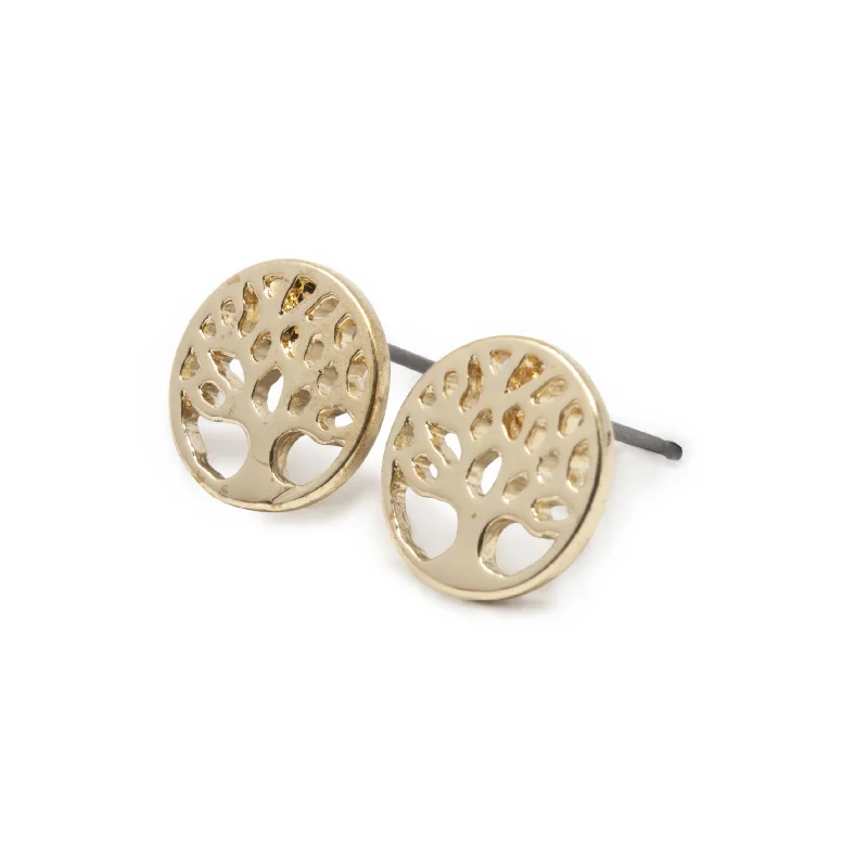 Animal Print Stud Earrings for Fun -Tree of Life Stud Earrings Gold Tone