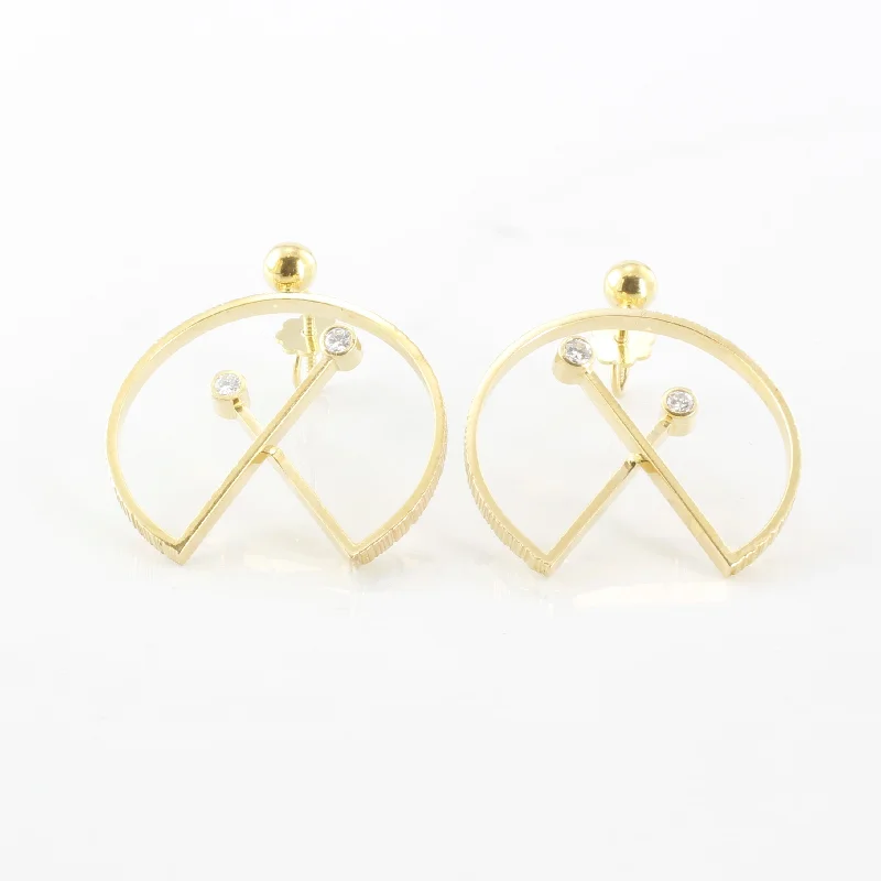 Stud Earrings with Polished Shine -Crossed Circle Drop Stud Earrings | 0.16ctw |