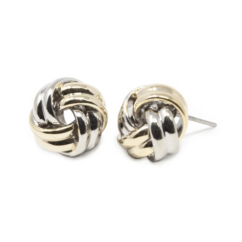 Stud Earrings for Office Wear -Two Tone Knot Stud Earrings