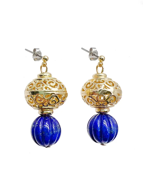 Stud Earrings for Evening Gown -Vintage Style Lapis Stud Earrings JE024