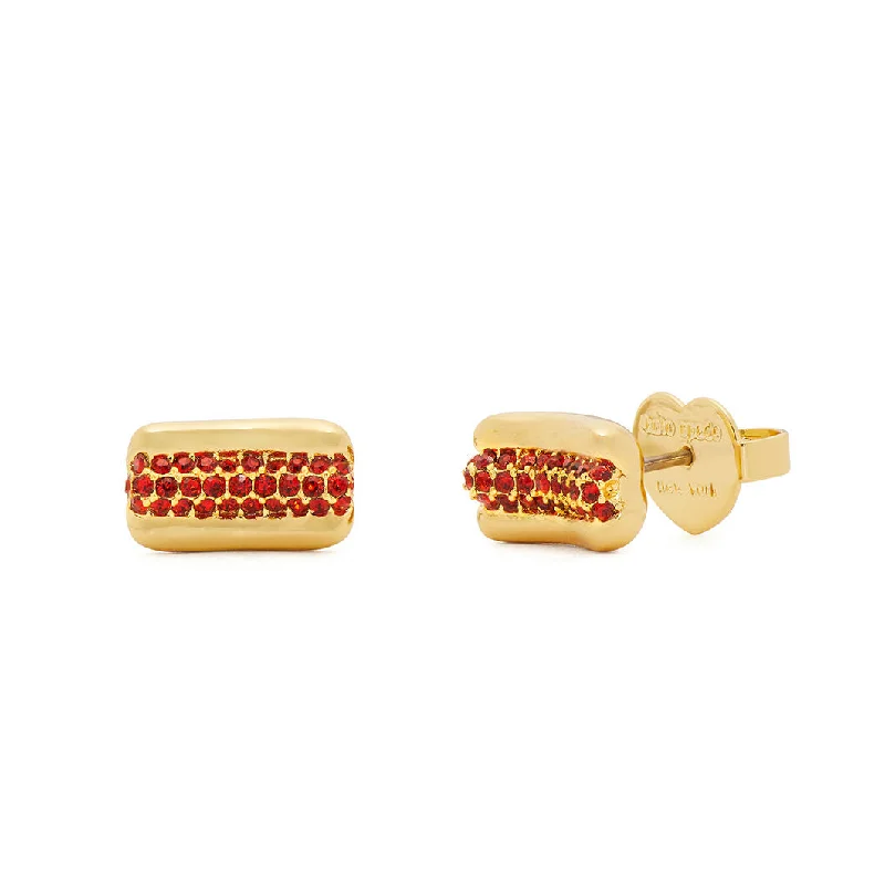 Double Stud Earrings for Impact -What a Snack Pave Hot Dog Stud Earrings