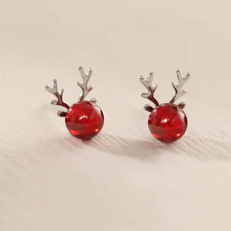 Heavy Duty Stud Earrings for Durability -Wholesale Christmas Deer Alloy Stud Earrings