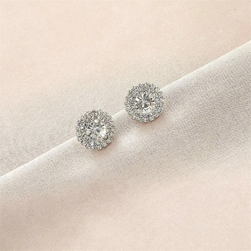 Lightweight Stud Earrings for All Day -Wholesale Round Cluster Diamond Stud Earrings OLY-ES-SHY005